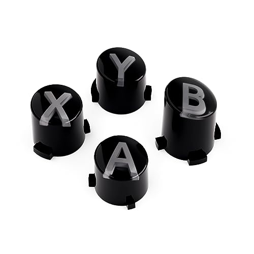 eXtremeRate ABXY Buttons for Xbox Series X & S Controller, Three-Tone Black & Clear with Classic Gray Classic Symbols Replacement Action Button for Xbox One S/X, Elite Series 2 & 1 Wireless Controller