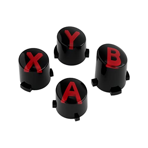 eXtremeRate ABXY Buttons for Xbox Series X & S Controller, Three-Tone Black & Clear with Carmine Red Classic Symbols Replacement Action Buttons for Xbox One S/X, Elite Series 2 & 1 Wireless Controller
