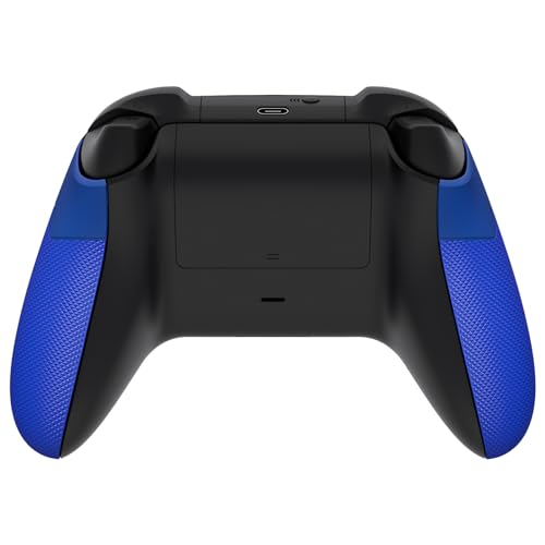 eXtremeRate Performance Rubberized Grips Replacement Back Panels for Xbox Series X/S Controller, Blue Non-Slip Diamond Texture Side Rails Handles for Xbox Core - Controller NOT Included
