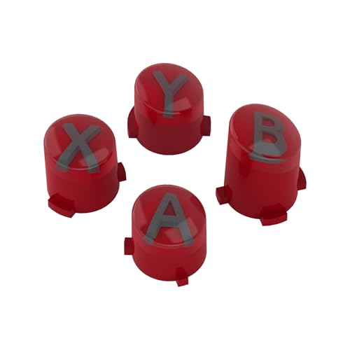 eXtremeRate ABXY Buttons for Xbox Series X & S Controller, Carmine Red & Clear & Classic Gray with Dark Gray Classic Symbols Action Buttons for Xbox One S/X, Elite Series 2 & 1 Wireless Controller