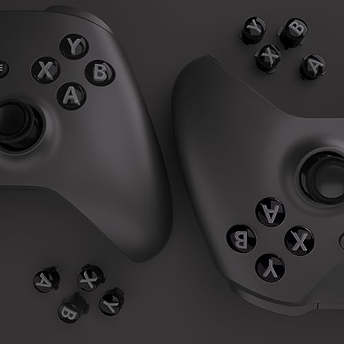 eXtremeRate ABXY Buttons for Xbox Series X & S Controller, Three-Tone Black & Clear with Classic Gray Classic Symbols Replacement Action Button for Xbox One S/X, Elite Series 2 & 1 Wireless Controller
