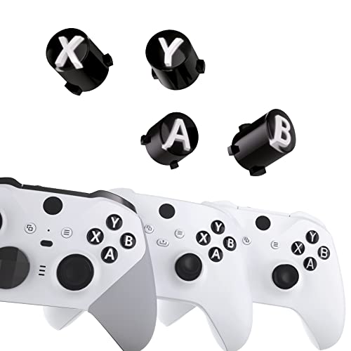 eXtremeRate ABXY Buttons for Xbox Series X & S Controller, Three-Tone Black & Clear with White Classic Symbols Action Keys Replacement Buttons for Xbox One S/X, Elite Series 2 & 1 Wireless Controller