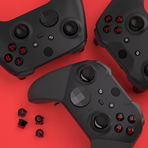 eXtremeRate ABXY Buttons for Xbox Series X & S Controller, Three-Tone Black & Clear with Carmine Red Classic Symbols Replacement Action Buttons for Xbox One S/X, Elite Series 2 & 1 Wireless Controller