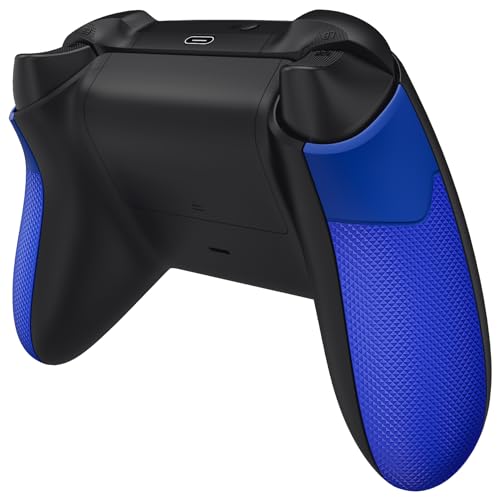 eXtremeRate Performance Rubberized Grips Replacement Back Panels for Xbox Series X/S Controller, Blue Non-Slip Diamond Texture Side Rails Handles for Xbox Core - Controller NOT Included