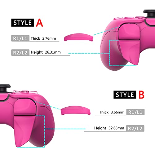 PlayVital Blade 2 Pairs Shoulder Buttons Extension Triggers for ps5 Controller, Game Improvement Adjusters for PS Portal Remote Player, Bumper Trigger Extenders for ps5 Edge Controller - Nova Pink