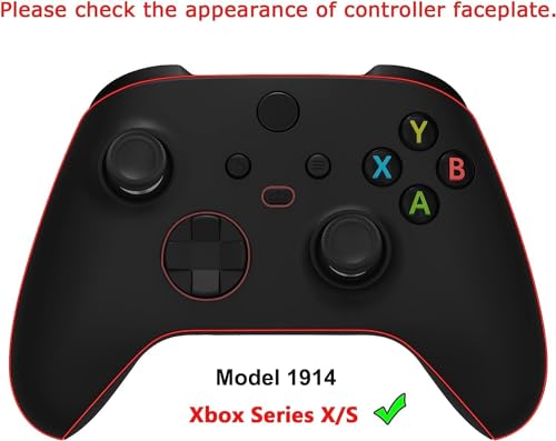 eXtremeRate Scarlet Red & Black Performance Rubberized Grips Replacement Back Panels for Xbox Series X/S Controller, Non-Slip Diamond Texture Side Rails Handles for Xbox Core - Controller NOT Included