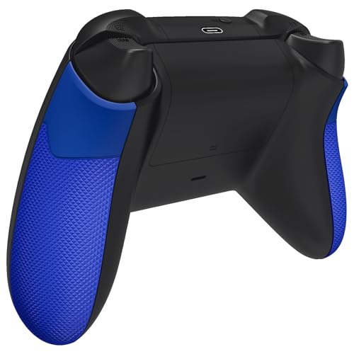 eXtremeRate Performance Rubberized Grips Replacement Back Panels for Xbox Series X/S Controller, Blue Non-Slip Diamond Texture Side Rails Handles for Xbox Core - Controller NOT Included
