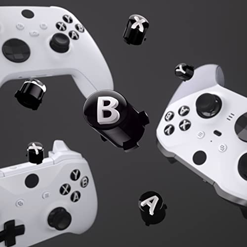 eXtremeRate ABXY Buttons for Xbox Series X & S Controller, Three-Tone Black & Clear with White Classic Symbols Action Keys Replacement Buttons for Xbox One S/X, Elite Series 2 & 1 Wireless Controller