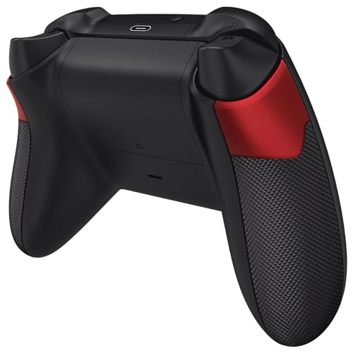 eXtremeRate Scarlet Red & Black Performance Rubberized Grips Replacement Back Panels for Xbox Series X/S Controller, Non-Slip Diamond Texture Side Rails Handles for Xbox Core - Controller NOT Included