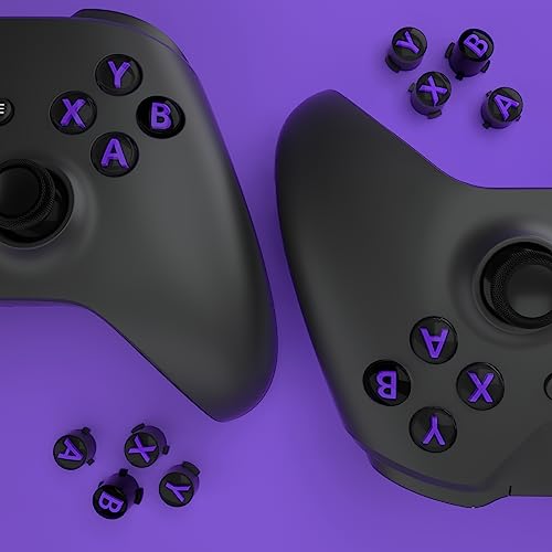 eXtremeRate ABXY Buttons for Xbox Series X & S Controller, Three-Tone Black & Clear with Purple Classic Symbols Action Keys Replacement Buttons for Xbox One S/X, Elite Series 2 & 1 Wireless Controller