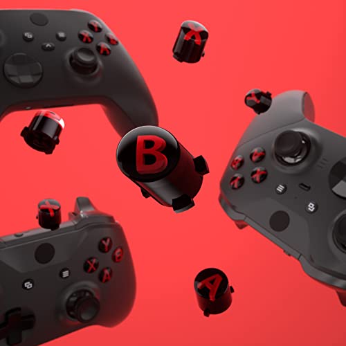 eXtremeRate ABXY Buttons for Xbox Series X & S Controller, Three-Tone Black & Clear with Carmine Red Classic Symbols Replacement Action Buttons for Xbox One S/X, Elite Series 2 & 1 Wireless Controller