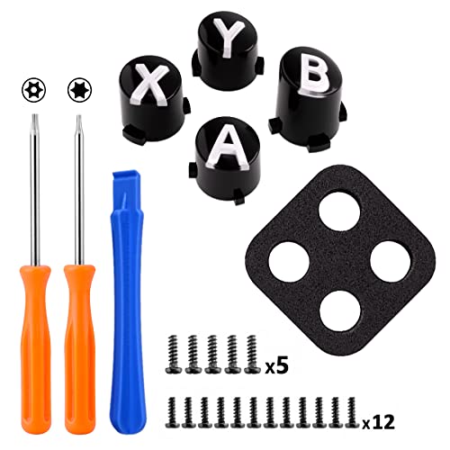 eXtremeRate ABXY Buttons for Xbox Series X & S Controller, Three-Tone Black & Clear with White Classic Symbols Action Keys Replacement Buttons for Xbox One S/X, Elite Series 2 & 1 Wireless Controller