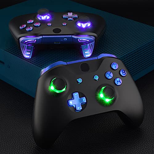 eXtremeRate Chameleon Classical Symbols Bumpers Triggers Dpad Thumbsticks Start Back ABXY Buttons Multi-Colors Luminated DTFS (DTF 2.0) LED Kit for Xbox One S/X Controller - Controller NOT Included