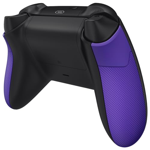 eXtremeRate Performance Rubberized Grips Replacement Back Panels for Xbox Series X/S Controller, Purple Non-Slip Diamond Texture Side Rails Handles for Xbox Core - Controller NOT Included