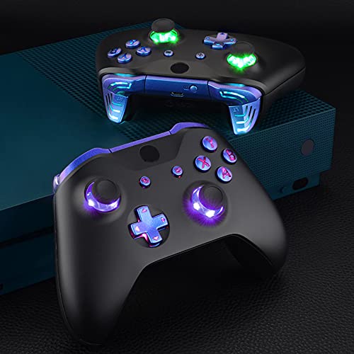 eXtremeRate Chameleon Classical Symbols Bumpers Triggers Dpad Thumbsticks Start Back ABXY Buttons Multi-Colors Luminated DTFS (DTF 2.0) LED Kit for Xbox One S/X Controller - Controller NOT Included