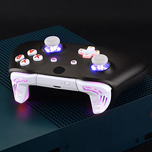 eXtremeRate Multi-Colors Luminated Dpad Thumbsticks Start Back ABXY Action Buttons, White Classical Symbols Buttons DTFS (DTF 2.0) LED Kit for Xbox One S/X Controller - Controller NOT Included