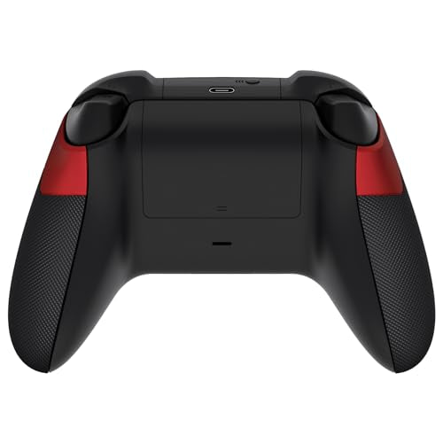 eXtremeRate Scarlet Red & Black Performance Rubberized Grips Replacement Back Panels for Xbox Series X/S Controller, Non-Slip Diamond Texture Side Rails Handles for Xbox Core - Controller NOT Included