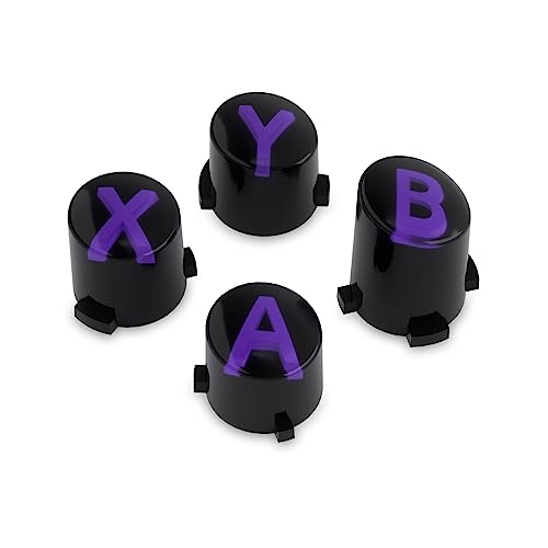 eXtremeRate ABXY Buttons for Xbox Series X & S Controller, Three-Tone Black & Clear with Purple Classic Symbols Action Keys Replacement Buttons for Xbox One S/X, Elite Series 2 & 1 Wireless Controller