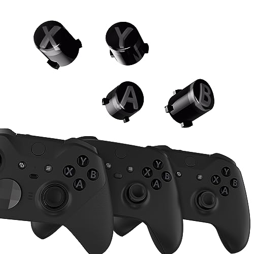 eXtremeRate ABXY Buttons for Xbox Series X & S Controller, Three-Tone Black & Clear with Classic Gray Classic Symbols Replacement Action Button for Xbox One S/X, Elite Series 2 & 1 Wireless Controller