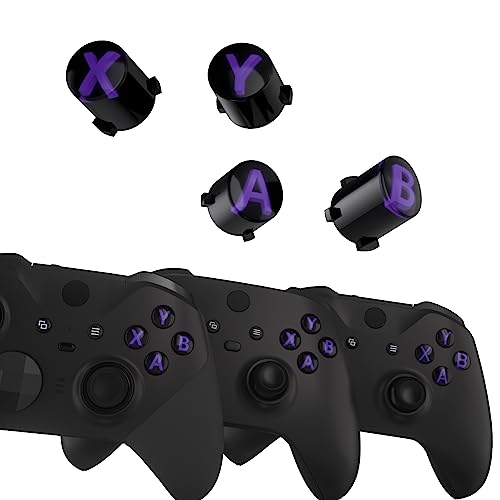 eXtremeRate ABXY Buttons for Xbox Series X & S Controller, Three-Tone Black & Clear with Purple Classic Symbols Action Keys Replacement Buttons for Xbox One S/X, Elite Series 2 & 1 Wireless Controller