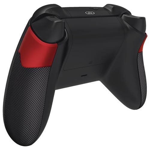 eXtremeRate Scarlet Red & Black Performance Rubberized Grips Replacement Back Panels for Xbox Series X/S Controller, Non-Slip Diamond Texture Side Rails Handles for Xbox Core - Controller NOT Included