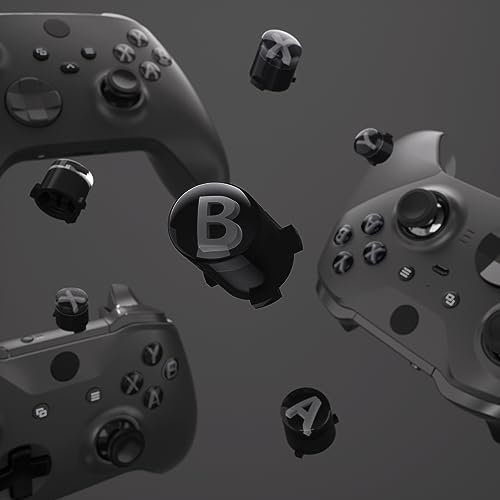 eXtremeRate ABXY Buttons for Xbox Series X & S Controller, Three-Tone Black & Clear with Classic Gray Classic Symbols Replacement Action Button for Xbox One S/X, Elite Series 2 & 1 Wireless Controller