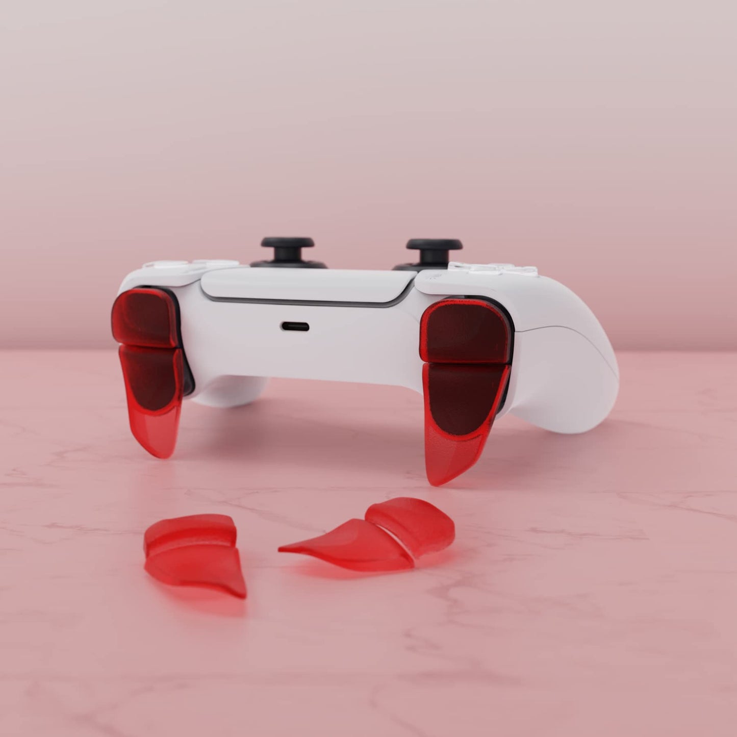 PlayVital Blade 2 Pairs Shoulder Buttons Extension Triggers for ps5 Controller, Game Improvement Adjusters for PS Portal Remote Player, Bumper Trigger Extenders for ps5 Edge Controller - Clear Red
