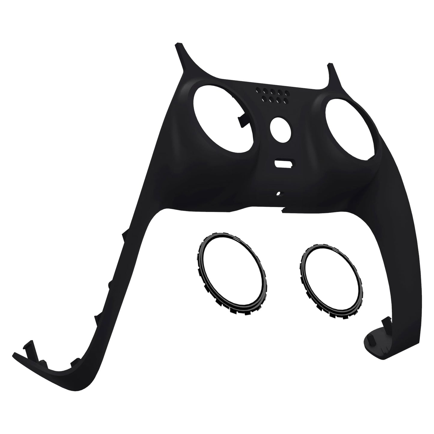 eXtremeRate Black Decorative Trim Shell Compatible with p s 5 Controller, Soft Touch DIY Replacement Clip Shell, Custom Plates Cover Compatible with p s 5 Controller with Accent Rings