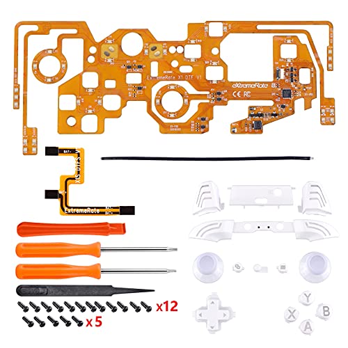 eXtremeRate Multi-Colors Luminated Dpad Thumbsticks Start Back ABXY Action Buttons, White Classical Symbols Buttons DTFS (DTF 2.0) LED Kit for Xbox One S/X Controller - Controller NOT Included