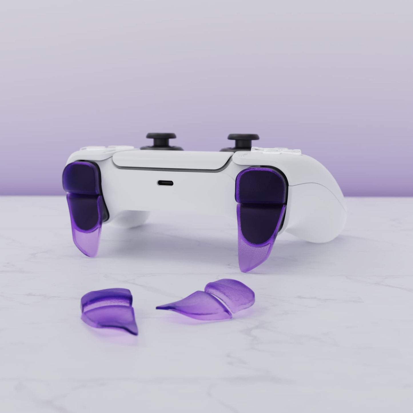 PlayVital Blade 2 Pairs Shoulder Buttons Extension Triggers for ps5 Controller, Game Improvement Adjusters for PS Portal Remote Player, Bumper Trigger Extenders for ps5 Edge - Clear Atomic Purple