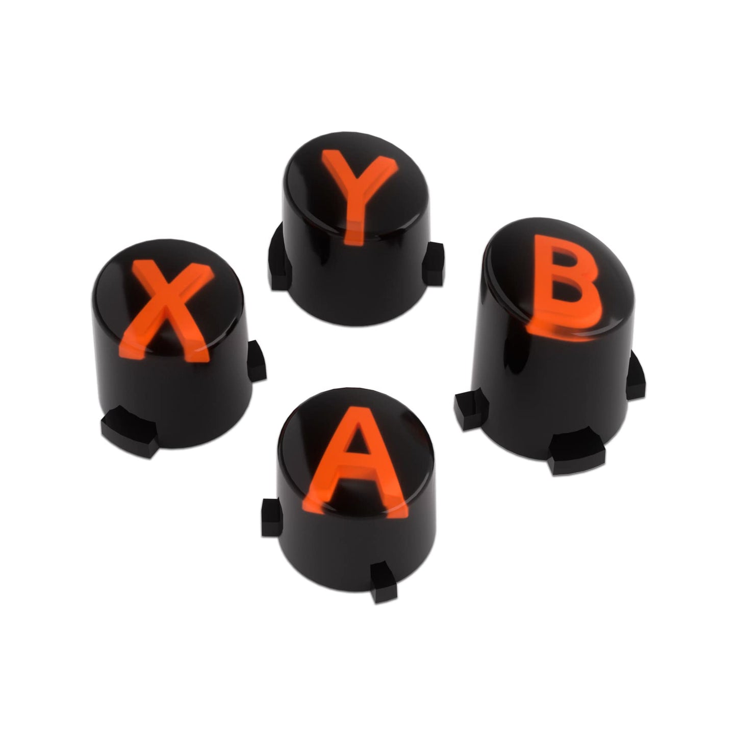 eXtremeRate ABXY Buttons for Xbox Series X & S Controller, Three-Tone Black & Clear with Orange Classic Symbols Action Keys Replacement Buttons for Xbox One S/X, Elite Series 2 & 1 Wireless Controller