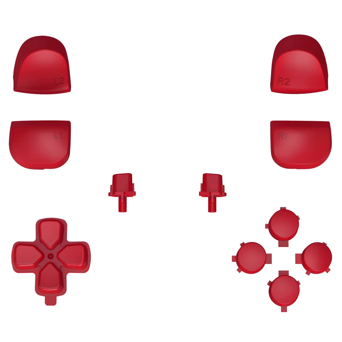eXtremeRate Replacement D-pad R1 L1 R2 L2 Triggers Share Options Face Buttons, Passion Red Full Set Buttons Compatible with ps5 Controller BDM-010 & BDM-020