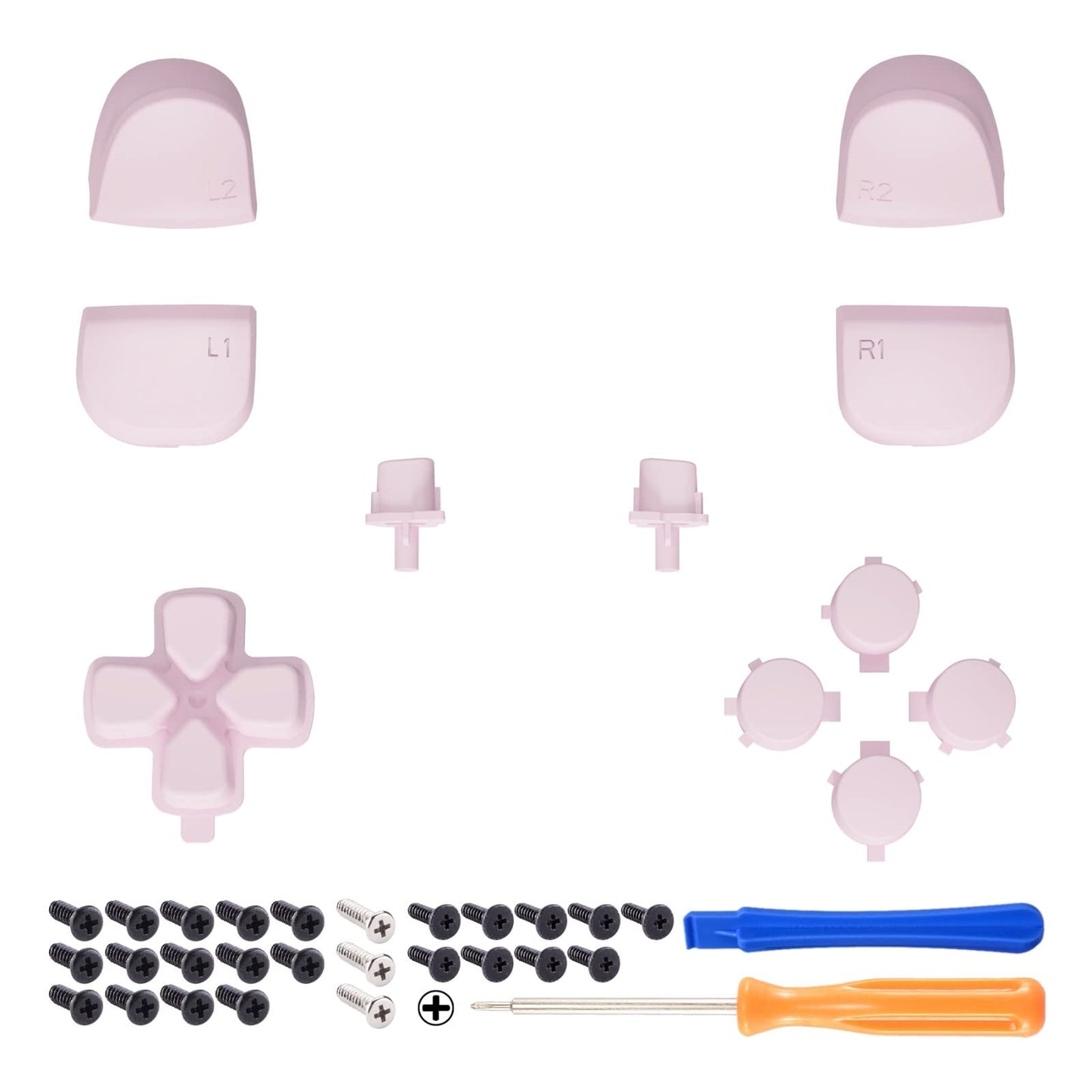 eXtremeRate Replacement D-pad R1 L1 R2 L2 Triggers Share Options Face Buttons, Cherry Blossoms Pink Full Set Buttons Compatible with ps5 Controller BDM-010 & BDM-020