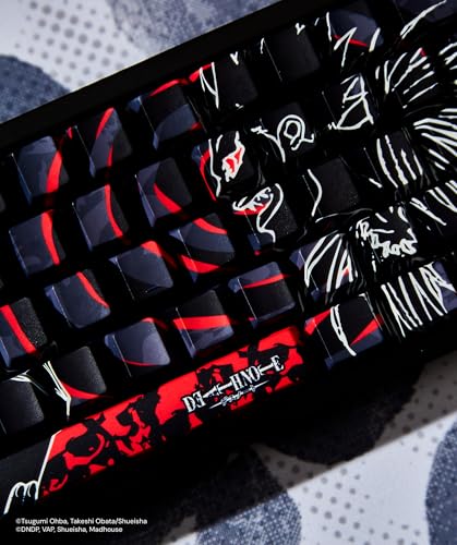 Death Note Ryuk and Light PBT Dye Sub Anime Keycaps for Mechanical Gaming Keyboards, Cherry MX Switches, Custom Side Print, ANSI ISO Support, US Layout - Officially Licensed
