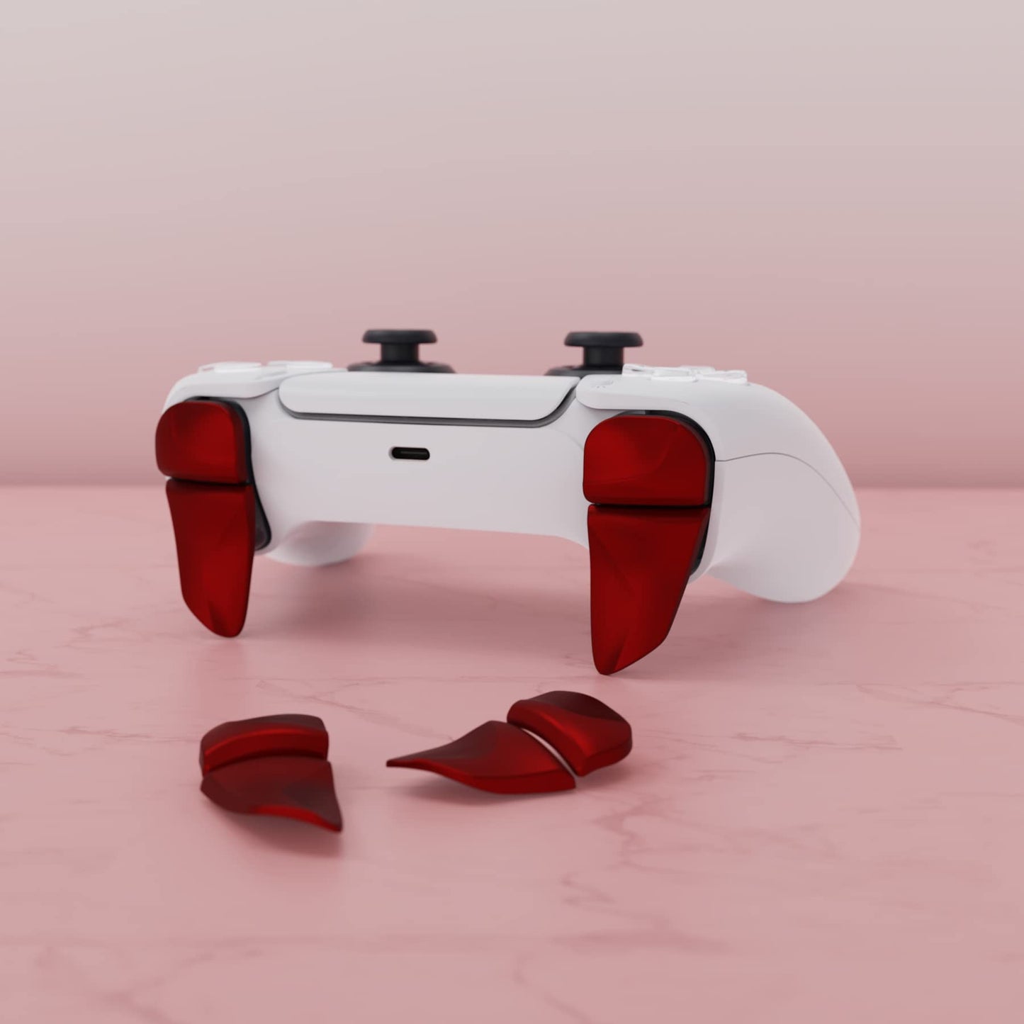 PlayVital Blade 2 Pairs Shoulder Buttons Extension Triggers for ps5 Controller, Game Improvement Adjusters for PS Portal Remote Player, Bumper Trigger Extenders for ps5 Edge Controller - Scarlet Red