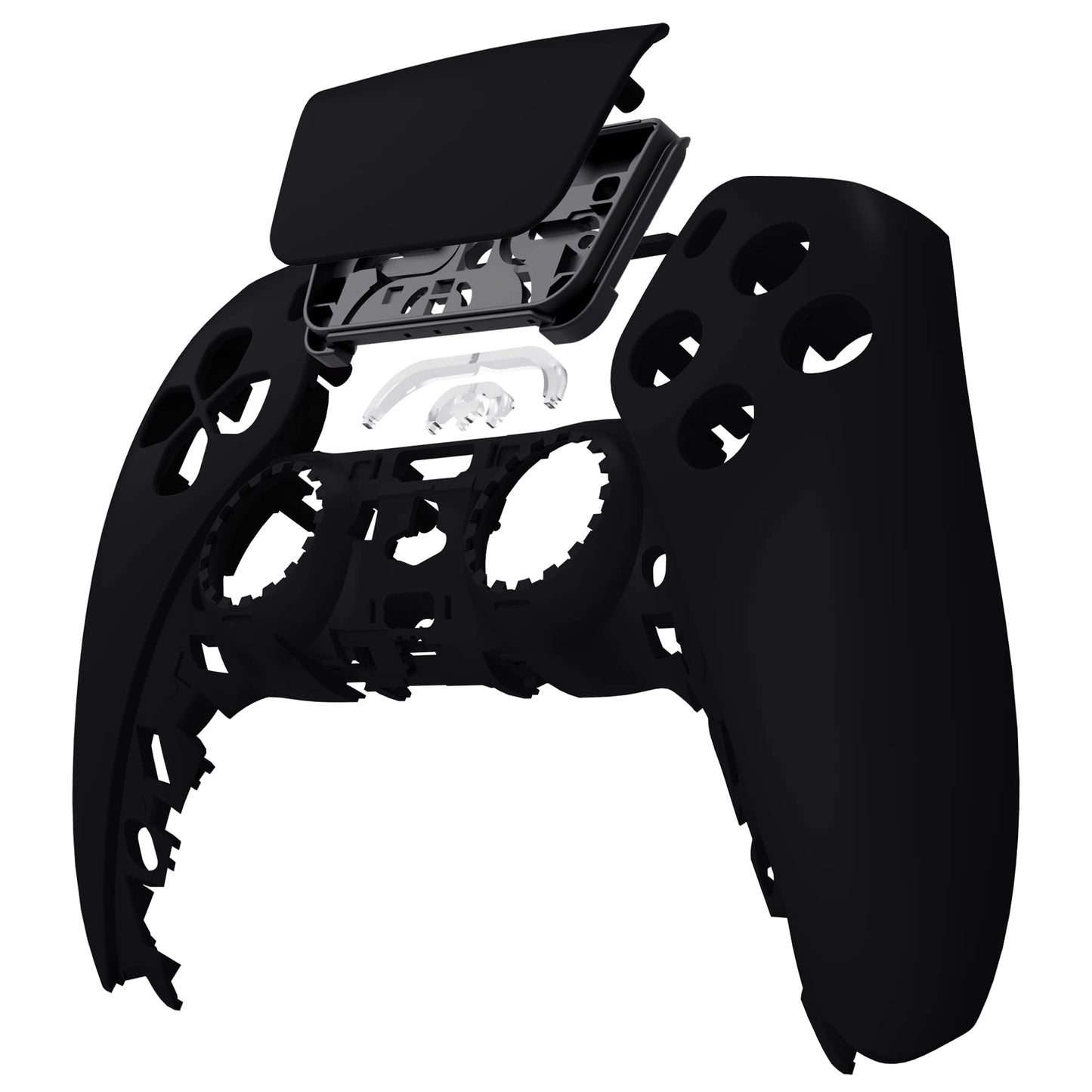 eXtremeRate Black Soft Touch Touchpad Front Top Shell Compatible with ps5 Controller BDM-010 020 030 040 050, DIY Replacement Shell Custom Touch Pad Cover Compatible with ps5 Controller
