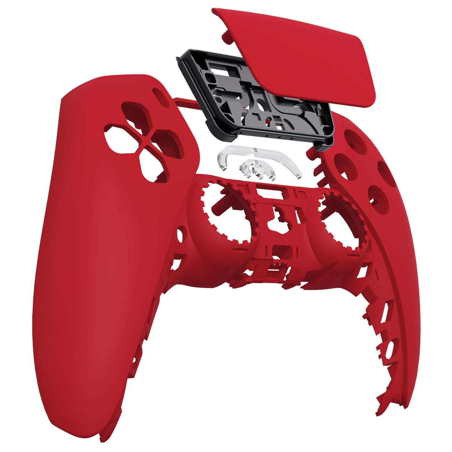 eXtremeRate Passion Red Soft Touch Touchpad Front Top Shell Compatible with ps5 Controller BDM-010 020 030 040 050, DIY Replacement Shell Custom Touch Pad Cover Compatible with ps5 Controller