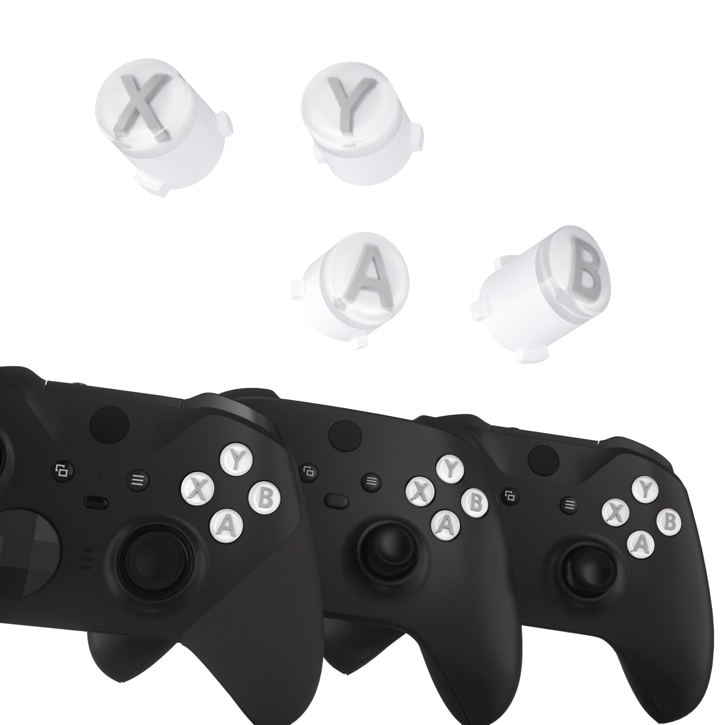 eXtremeRate ABXY Buttons for Xbox Series X & S Controller, Three-Tone Black & Clear with New Hope Gray Classic Symbols Custom Action Buttons for Xbox One S/X, Elite Series 2 & 1 Wireless Controller