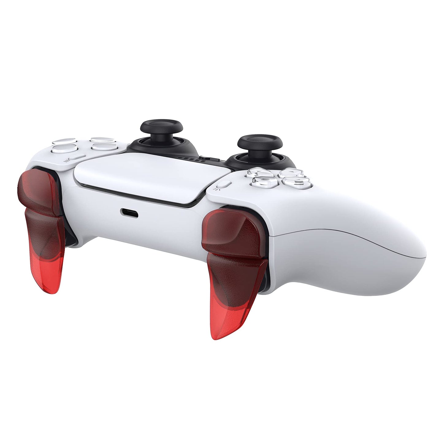 PlayVital Blade 2 Pairs Shoulder Buttons Extension Triggers for ps5 Controller, Game Improvement Adjusters for PS Portal Remote Player, Bumper Trigger Extenders for ps5 Edge Controller - Clear Red