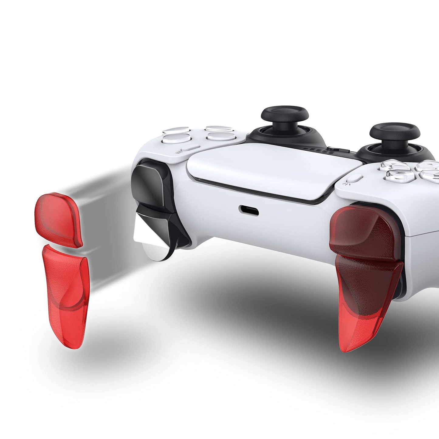 PlayVital Blade 2 Pairs Shoulder Buttons Extension Triggers for ps5 Controller, Game Improvement Adjusters for PS Portal Remote Player, Bumper Trigger Extenders for ps5 Edge Controller - Clear Red