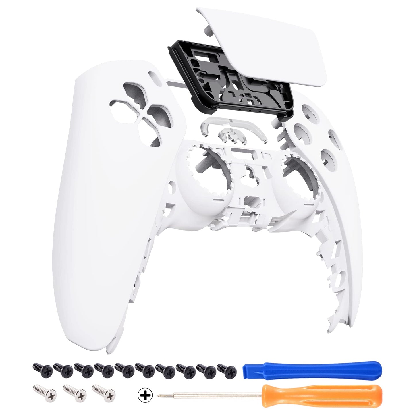 eXtremeRate White Touchpad Front Top Shell Compatible with ps5 Controller BDM-010 020 030 040 050, DIY Replacement Shell Custom Touch Pad Cover Compatible with ps5 Controller