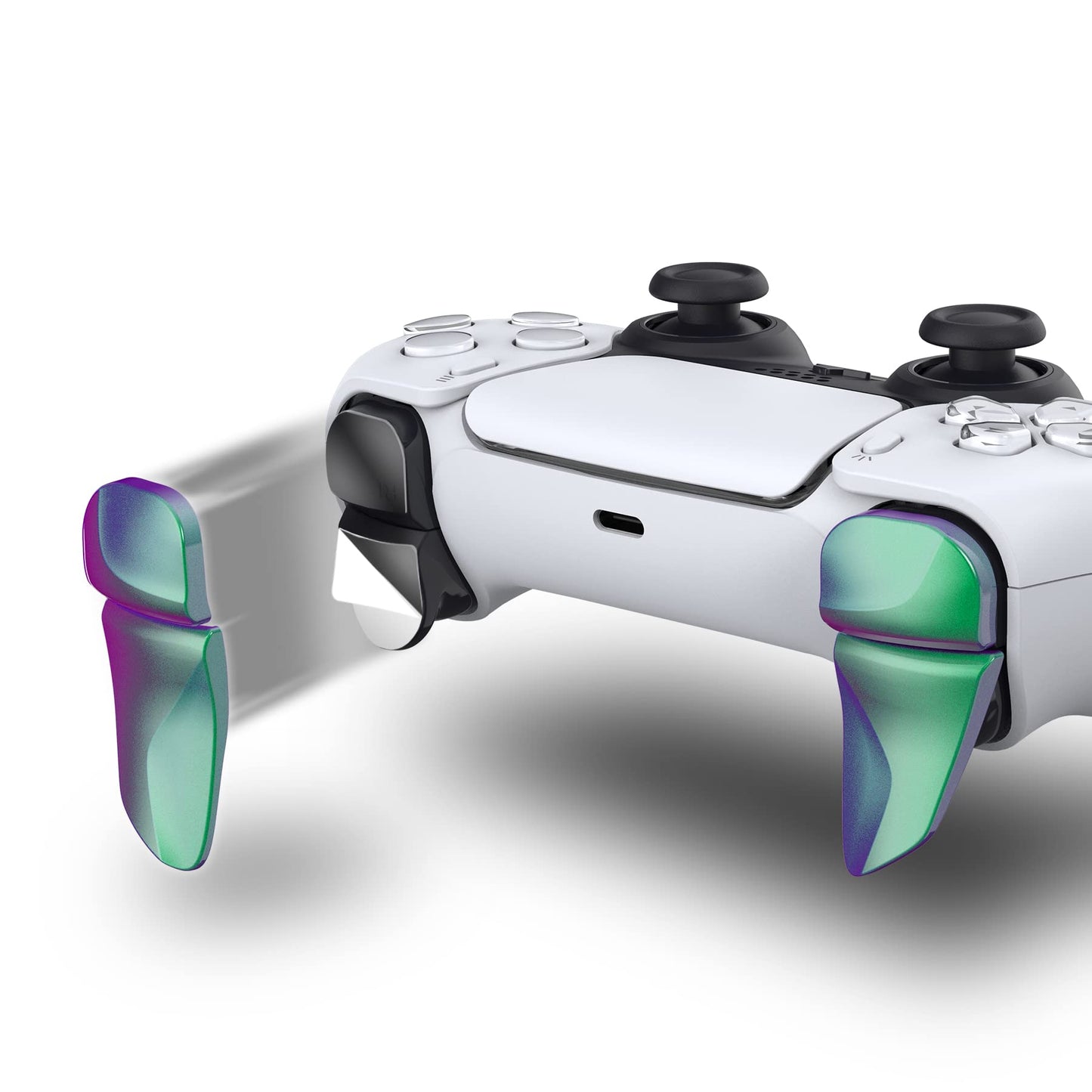 PlayVital Blade 2 Pairs Shoulder Buttons Extension Triggers for ps5 Controller, Game Improvement Adjusters for PS Portal Remote Player, Bumper Trigger Extenders for ps5 Edge - Chameleon Green Purple