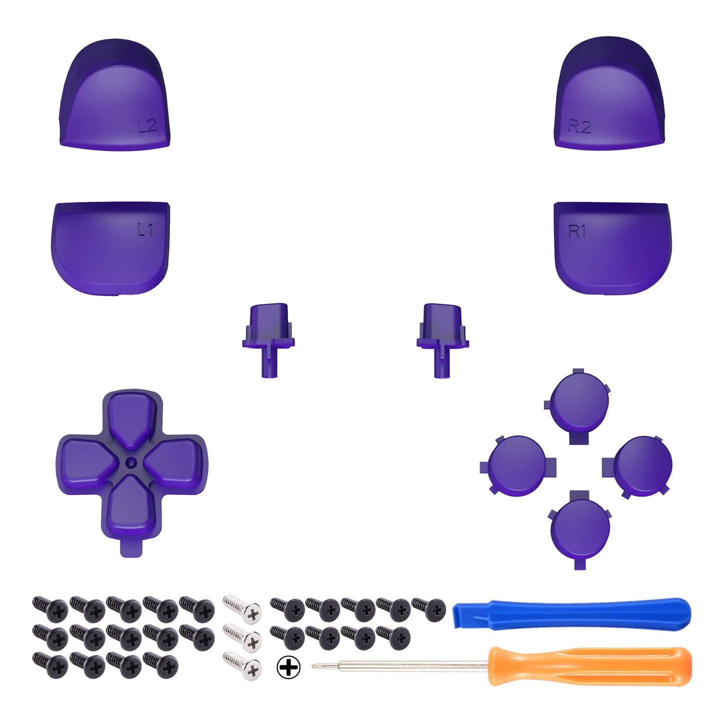 eXtremeRate Replacement D-pad R1 L1 R2 L2 Triggers Share Options Face Buttons, Purple Full Set Buttons Compatible with ps5 Controller BDM-010 & BDM-020