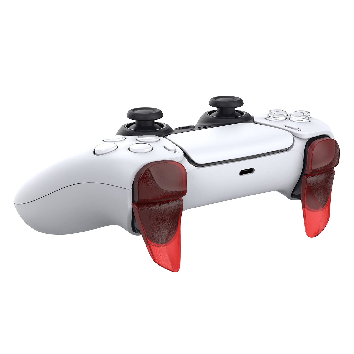 PlayVital Blade 2 Pairs Shoulder Buttons Extension Triggers for ps5 Controller, Game Improvement Adjusters for PS Portal Remote Player, Bumper Trigger Extenders for ps5 Edge Controller - Clear Red