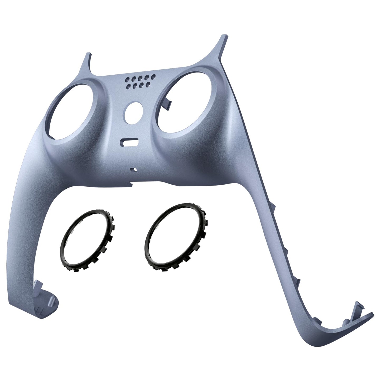eXtremeRate Sterling Silver Decorative Trim Shell Compatible with P S 5 Controller DIY Replacement Clip Shell, Custom Plates Cover Compatible with P S 5 Controller with Accent Rings