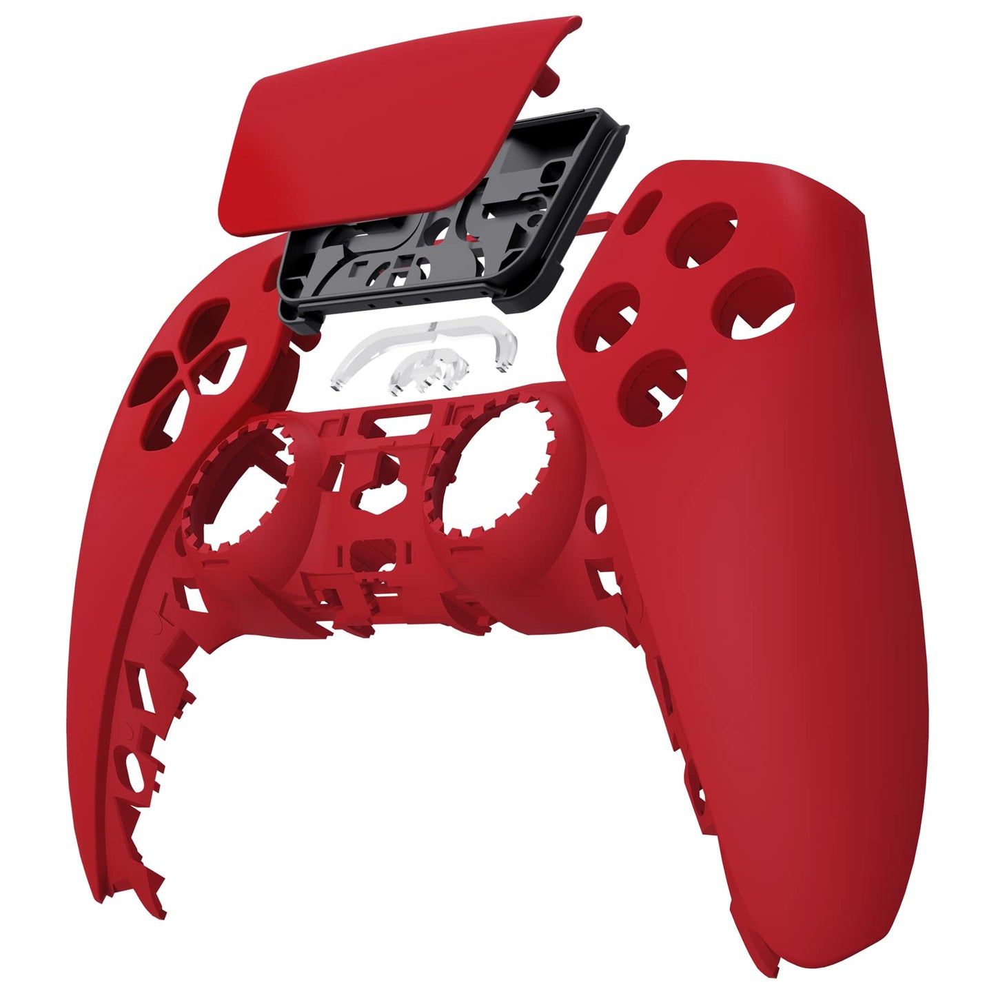 eXtremeRate Passion Red Soft Touch Touchpad Front Top Shell Compatible with ps5 Controller BDM-010 020 030 040 050, DIY Replacement Shell Custom Touch Pad Cover Compatible with ps5 Controller