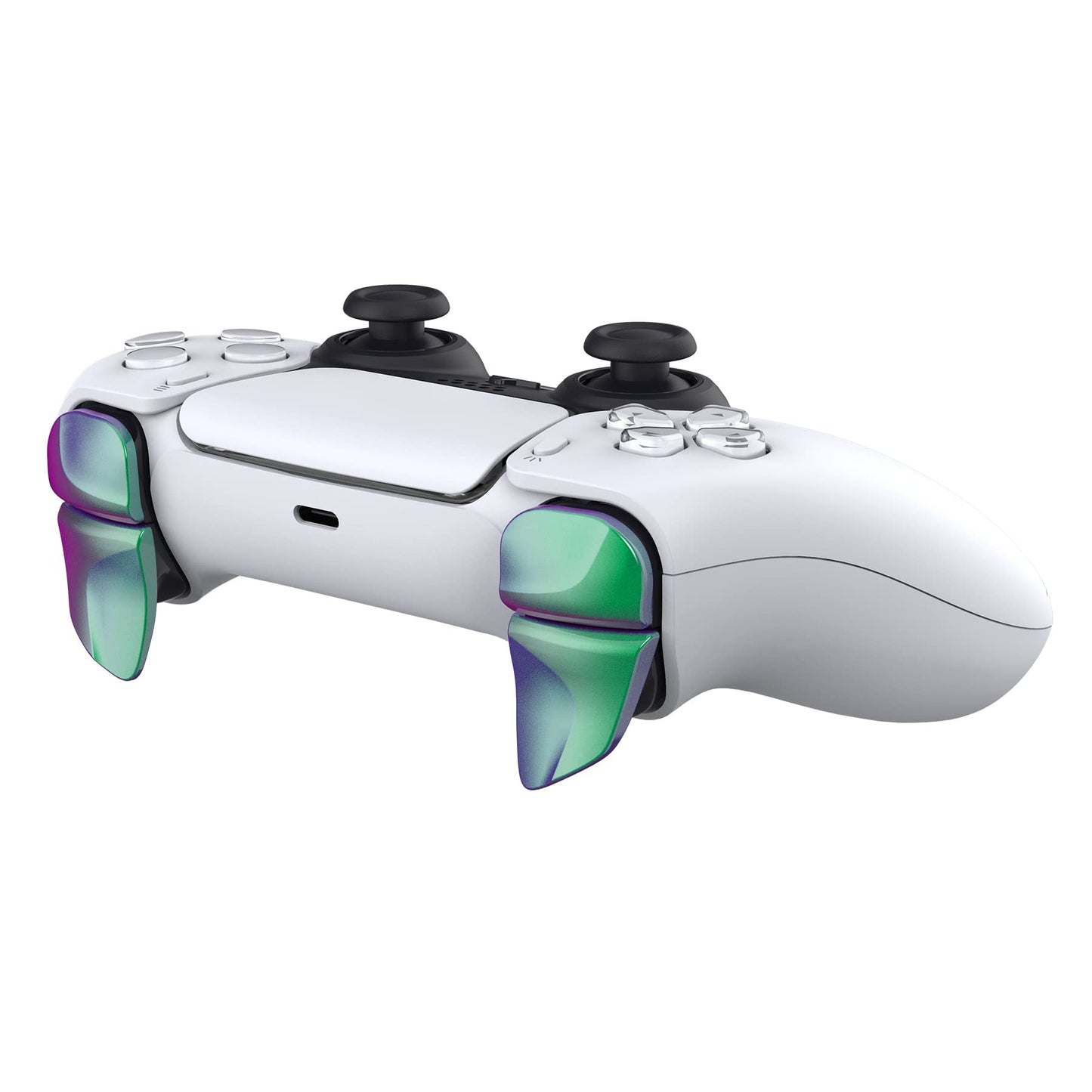 PlayVital Blade 2 Pairs Shoulder Buttons Extension Triggers for ps5 Controller, Game Improvement Adjusters for PS Portal Remote Player, Bumper Trigger Extenders for ps5 Edge - Chameleon Green Purple