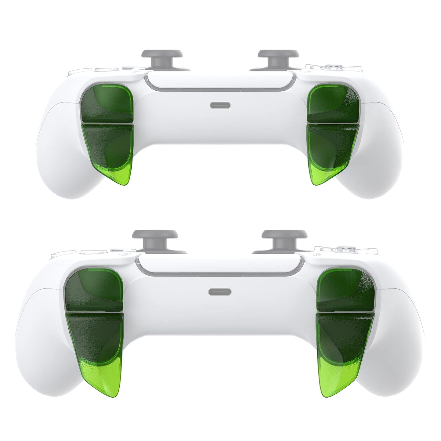 PlayVital Blade 2 Pairs Shoulder Buttons Extension Triggers for ps5 Controller, Game Improvement Adjusters for PS Portal Remote Player, Bumper Trigger Extenders for ps5 Edge Controller - Clear Green