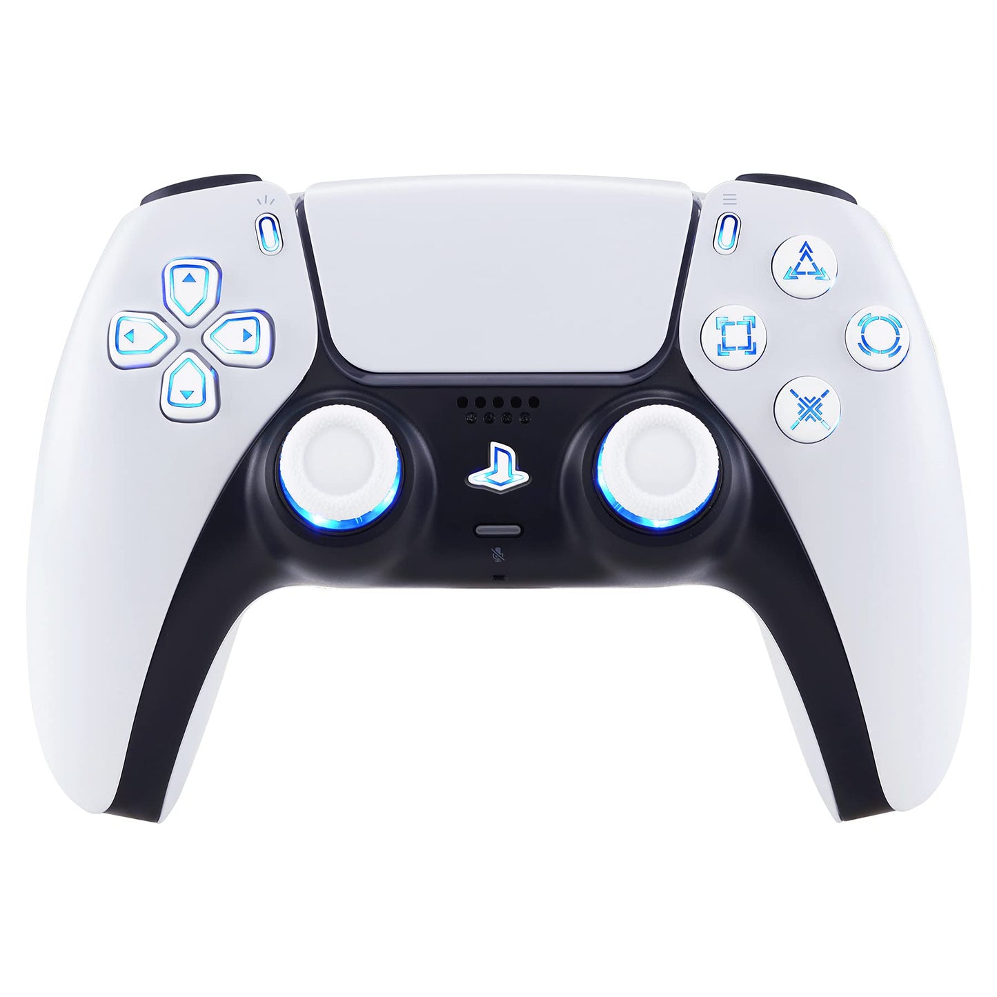 eXtremeRate Multi-Colors Luminated Dpad Thumbstick Share Home Face Buttons for PS5 Controller BDM-010 BDM-020, White Classical Symbols Buttons DTF V3 LED Kit for PS5 Controller - Without Controller