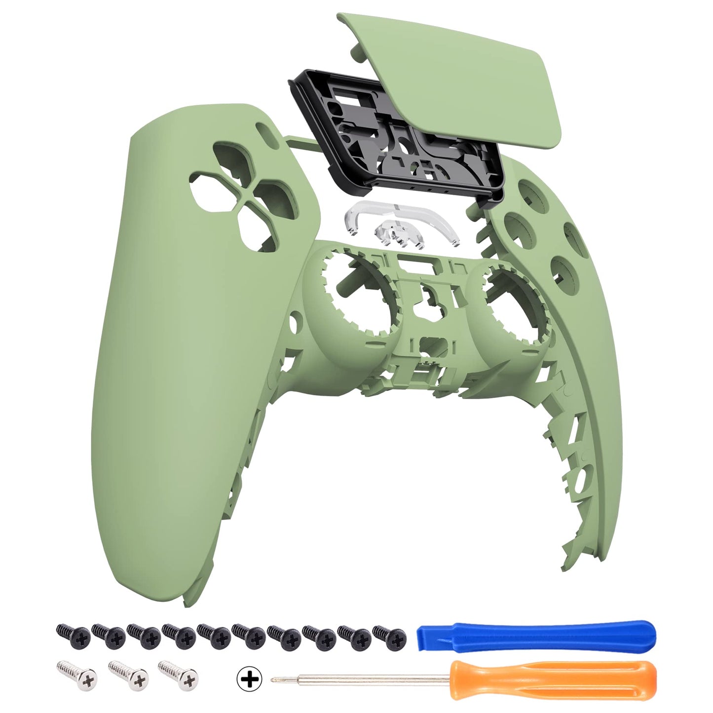 eXtremeRate Matcha Green Touchpad Front Top Shell Compatible with ps5 Controller BDM-010 020 030 040 050, DIY Replacement Shell Custom Touch Pad Cover Compatible with ps5 Controller